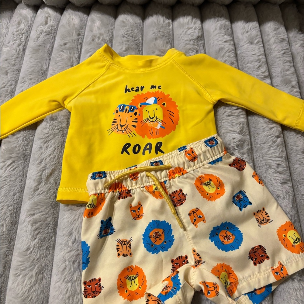 Old Navy Yellow Kids Swim Rashguard Set